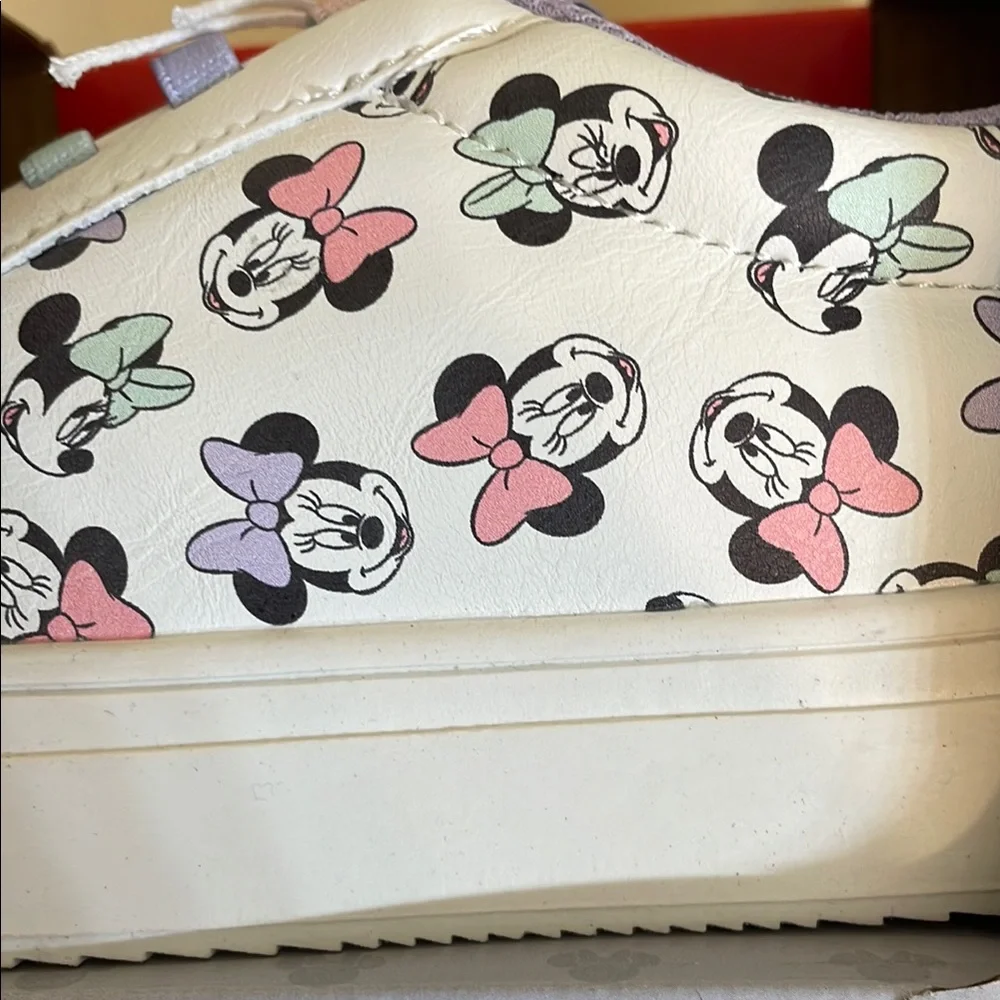 DISNEY NIB Girls Size 2 Minnie Mouse Character Sneakers White Pink Purple Bow - Picture 9 of 9